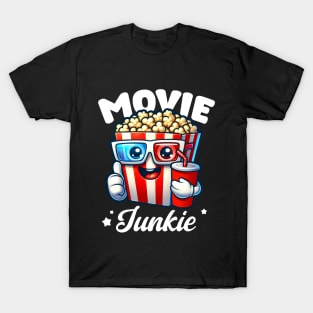Movie Junkie Funny Cinema Film Design Popcorn 3D Glasses T-Shirt